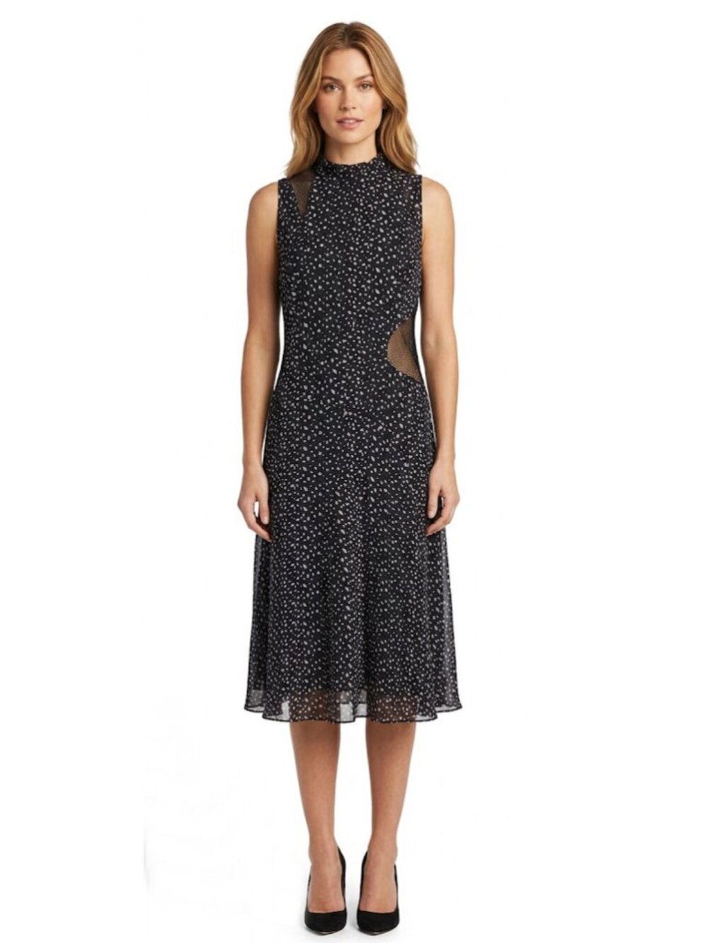 Proenza Schouler Printed Crepe Chiffon Sleeveless Midi Dress, Navy/ Pink Size 10